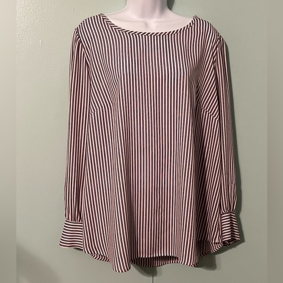 Loft Plus Blouse Pin Stripes Size 18 Keyhole Back - Picture 1 of 16